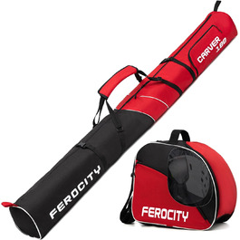 Набір для лижного спорядження Ferocity Premium: сумка для лиж, черевиків, шолома та аксесуарів (червоний/чорний)