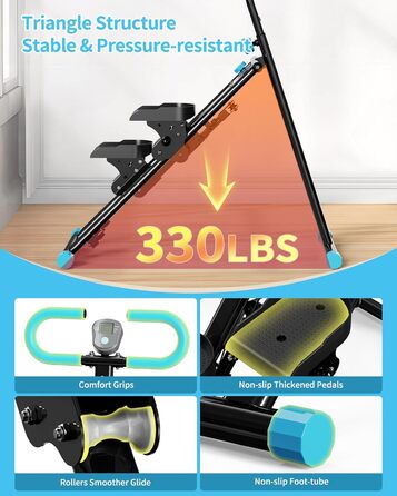 Вертикальний тренажер для кардіо, сходиця для дому, вертикальний альпініст з LCD-дисплеєм, 3 рівні складності, блакитний