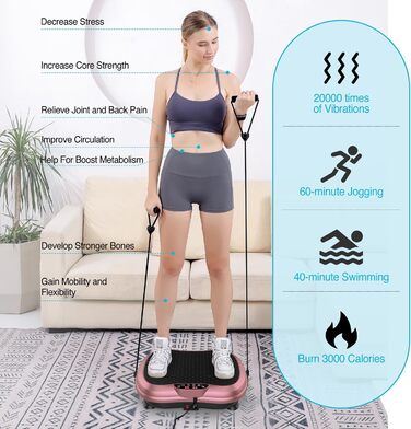 Віброплатформа для тренувань AXV, Mini-Fitness, Лімфодренаж, Схуднення, Формування, Тонінг, Домашні тренування, Рожевий колір