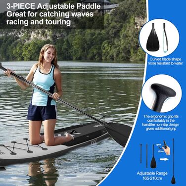 Надувний SUP Board (Stand Up Paddle Board) для дітей та дорослих, 320/335x84x15 см, до 200 кг, повний комплект, м'ятний колір