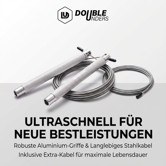 Стрибкове канат Springseil Speed Rope: регульований, для CrossFit, боксу, фітнесу, металеві ручки (срібний)