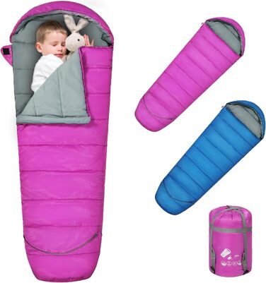 Сплячий мішок для дітей REDCAMP 175x65 см, рожевий. Теплий, зручний, регульований, для кемпінгу та відпочинку на природі. 3-сезонний