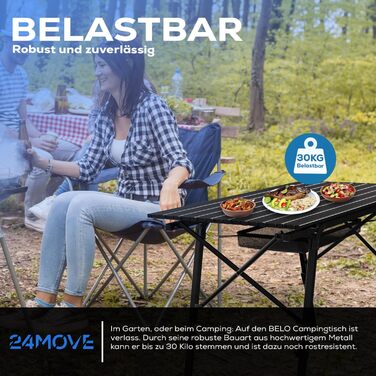 Столик для кемпінгу 24MOVE®: розкладний, з алюмінієвим каркасом, регульована висота, до 30 кг, з сумкою
