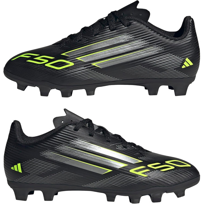 Дитячі футбольні бутси adidas F50 Club FG/MG, 38 EU, чорний/металік/лимонний, для дітей