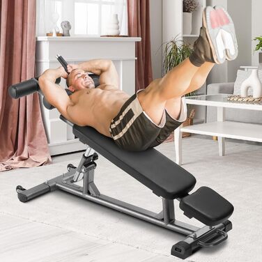 VEVOR лавка для пресу, Bauchbank з обертовим ручками, регульована висота, міцна сталь, 500/600/453,6 кг, для фітнесу вдома, силові тренування, лавка для пресу/1000lbs