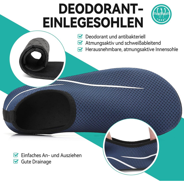 Шкарпетки для плавання та водних видів спорту: шкарпетки для басейну, пляжу, йоги. Легкі, швидковисихаючі, з антиковзаючою підошвою. Розміри 35-47 EU, колір блакитний. A787