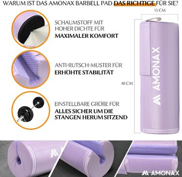 AMONAX Подушка для штанги для гіп-трасту, товста, фіолетова, для жінок і чоловіків, захисний чохол на штангу для тренажерного залу, фітнес-аксесуар
