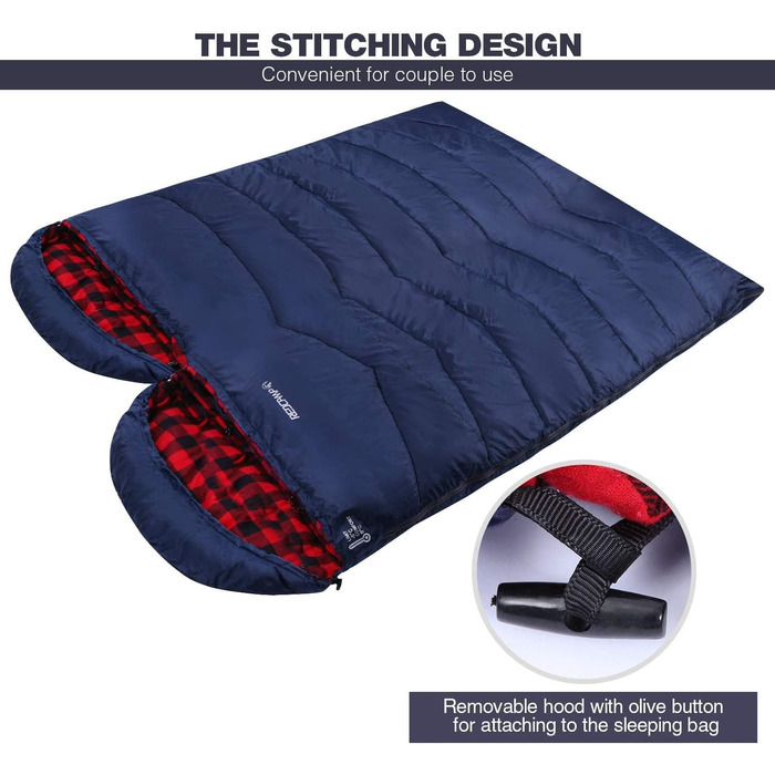 Спальний мішок Redcamp XL з бавовни, теплий, знімний капюшон, фланелевий, компактний, 3-4 сезони, для дорослих та дітей, для кемпінгу, риболовлі, зимовий, блакитний, 2lbs наповнювач (червоний, 3lbs наповнювач)