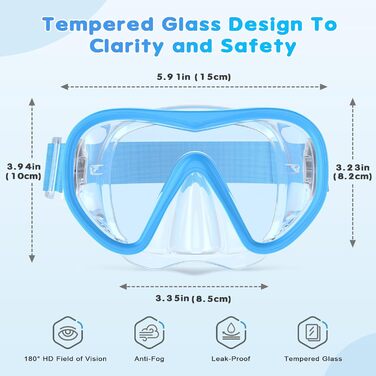 Дитяча маска для плавання Taucherbrille Kinder (A2-Blue) 4-6 років: панорамна, антифог, антипротікання