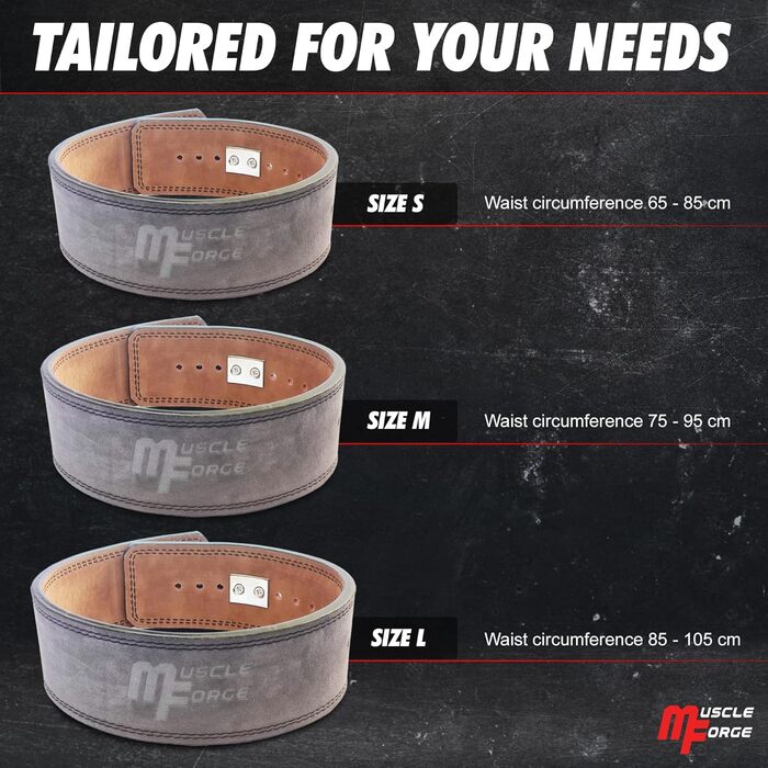 Шкіряний пояс MuscleForge для пауерліфтингу з металевою пряжкою, бодібілдинг, кросфіт, розміри S/M/L