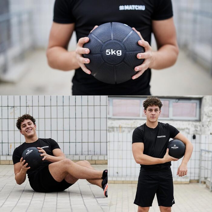 Медичний м'яч Matchu Sports 5 кг, чорний, повногумовий