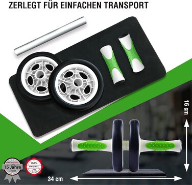 Ролер для пресу Ultrasport AB Roller з килимком для колін, тренажер для пресу для чоловіків та жінок, компактний, для сеньйорів, білий/рожевий