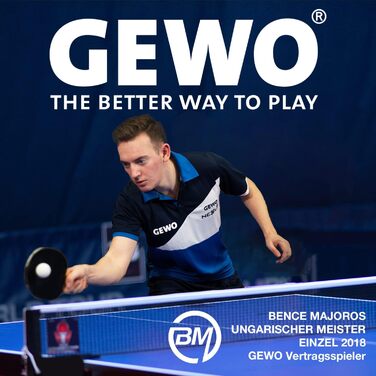 GEWO CS Energy Power – професійна ракетка для настільного тенісу, ITTF, контрольне покриття, висока обертальність, 1,8 мм, червоно-чорна, конкавна ручка
