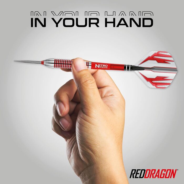Дротики Red Dragon Reflex із вольфраму для дартсу, сталевий наконечник, з крилами та держателями