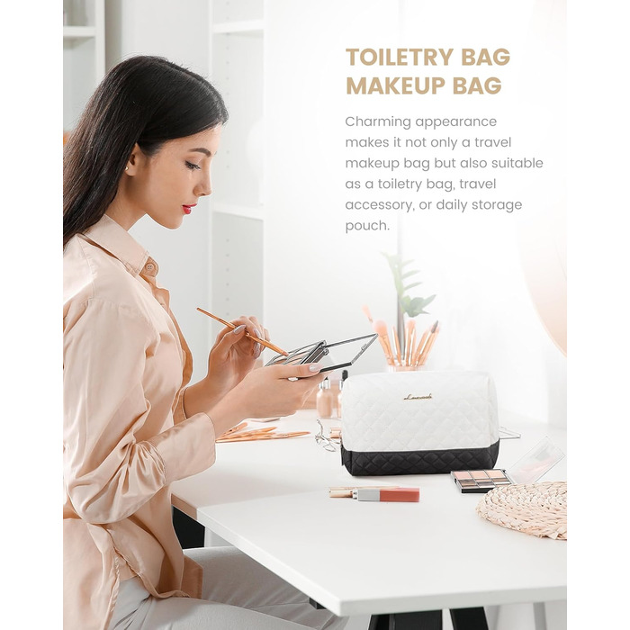 Спортивна сумка LOVEVOOK для жінок з відділенням для взуття, ручна поклажа, дорожня сумка, сумка для вихідних, містка для спортзалу, пляжу, подорожей, пологів (L-2шт, Бежевий, Чорний)