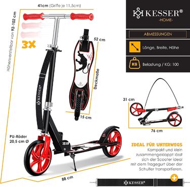 Дитячий самокат KESSER Cityroller, складаний, для міста