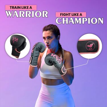 Професійні MMA рукавички S&M Logistik для спарингів і тренувань, екошкіра, 16 унцій, чорні/рожеві – для боксу, муай-тай, кікбоксингу, дорослі чоловіки та жінки