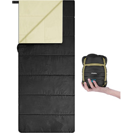 Сплячий мішок Ohuhu, компактний та ультралегкий (900г), літній, ковдровий, для відпочинку на природі, кемпінгу, подорожей, фестивалів, чорного кольору