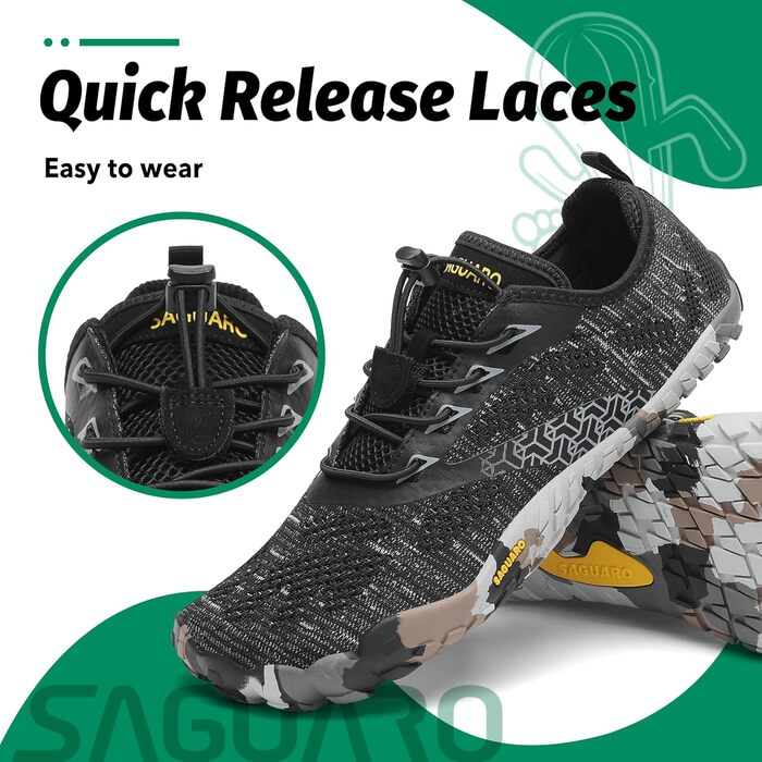 Кросівки SAGUARO Unisex для трейлраннінгу та фітнесу, дихаючі, чорні (42 EU)