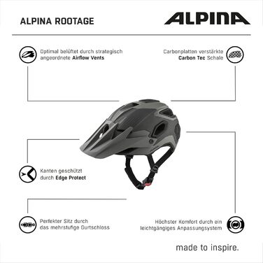 Шолом велосипедний Alpina Rootage Carbon, ендуро/трейл, дорослий, coffee-grey matt, 52-57 см