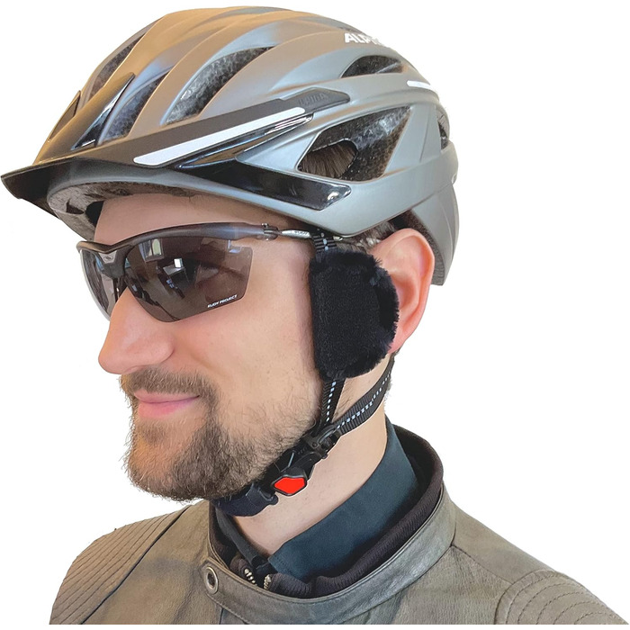 Вітрозахист для велошолома earSHIELD Pro Mini, зменшує шум вітру у вухах, універсальний, чорний, 4,9×6,5 см