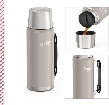 Термос для напоїв Thermos Icon 1,2 л, бежевий, ізольована пляшка з чашкою, термокружка з ручкою, 24 год гаряче/холодне, герметичний, BPA-free, можна мити в посудомийній машині