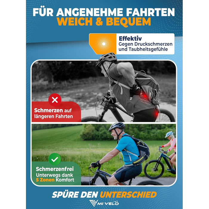 Велосипедне сідло MIVELO Comfort PRO з Memory Foam - дихаюче, для жінок та чоловіків, зручне та ергономічне. Ідеальне для комфортної їзди та трекінгу