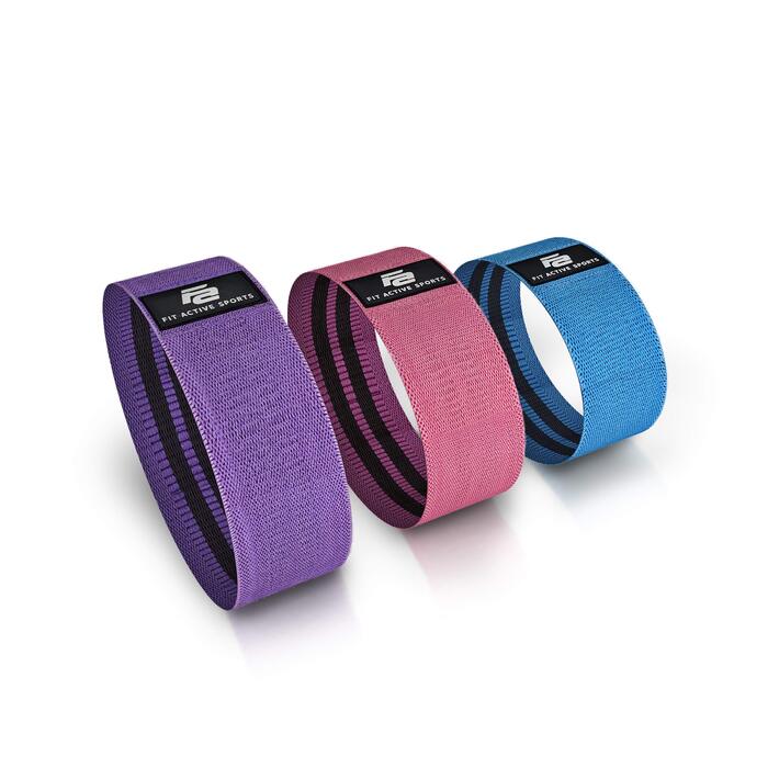Набір гумок для фітнесу Fit Active Sports (3 шт.) з сумкою для тренувань сідниць, схуднення, розтяжки та вправ для сідниць вдома та спортзалі