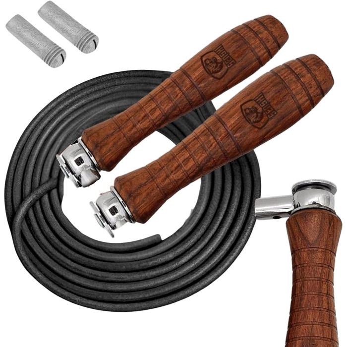 Стрибкова скакалка Senshi Japan з утяженими ручками, анти-втомні ручки, вагова скакалка для чоловіків, жінок та дітей, 600 г – ручки з палісандру