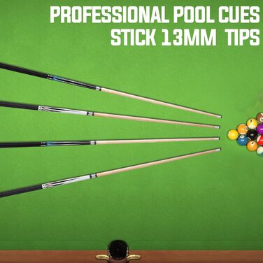 Більярдний кий для пулу з наконечником 13 мм, 1/2 кленова ручка, чорний або білий, 19/20 oz