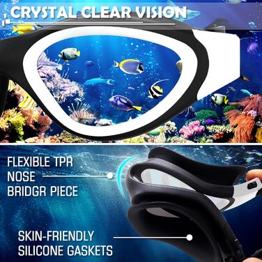 Окуляри для плавання Winline Polarized/Non-Polarized для дорослих та підлітків, антизапітніння, захист від УФ, водонепроникні, чітке бачення, легке регулювання, м'які носові упори, синьо-чорний/синій поларизований дзеркальний об'єктив (PC-All Black/Non-po
