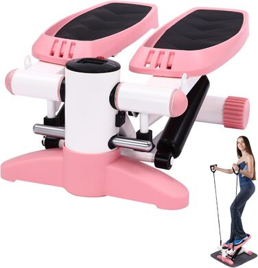 Степпер для дому Swing Stepper 150 кг з LCD-дисплеєм, тренажер для фітнесу та рук, рожевий