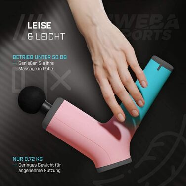 Масажний пістолет Miweba Sports MM200 з LCD-дисплеєм, 6 насадок, 10 режимів, для м'язів, чорний/сірий