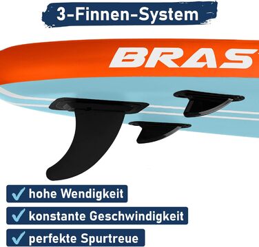 SUP дошка BRAST Primo надувна з веслом та аксесуарами 320x81x15 см блакитно-помаранчева