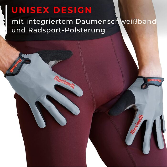 Велосипедні рукавички MACCIAVEI для чоловіків та жінок - MTB рукавички - унісекс, сенсорні, mountainbike, сірі (S)