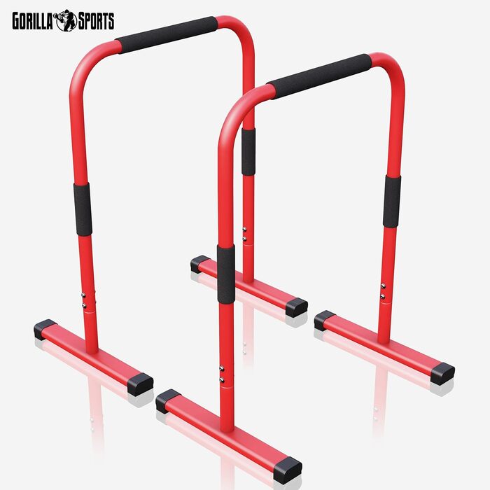 Паралети для віджимань GORILLA SPORTS, сталеві, 2 шт, 68x45x94 см, до 200 кг, нековзкі, для каллістеніки, фітнесу, вибір кольору