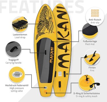 Надувна SUP-дошка ECD Germany 305–380 см, до 150 кг, комплект із веслом і сидінням для каяка