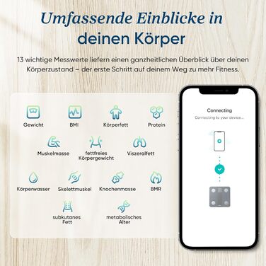 Електричні ваги Etekcity для вимірювання жиру та м'язової маси, Bluetooth, 180 кг, 13 показників, BMI, аналіз складу тіла