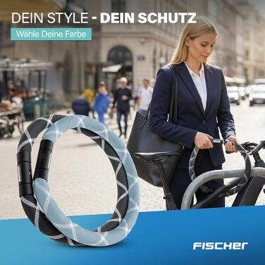 Ланцюговий замок для велосипеда та електровелосипеда FISCHER PROTEC SK100, 100 см, чорний, зі світловідбиваючими нитками, 2 ключі