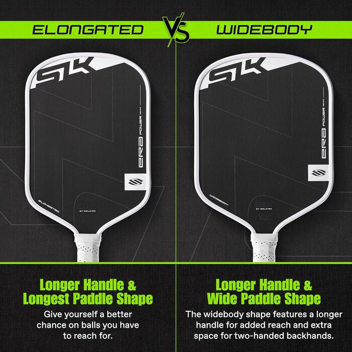 Paddel для піклболу SLK ERA Power: карбон + скловолокно, динамічний Fusion-ядро, для агресивної гри (білий/оптимальний захват)