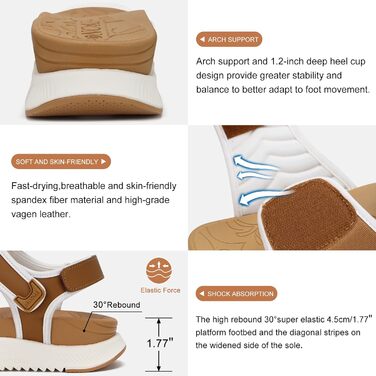 Сндалі жіночі ONCAI Wander з ортопедичною устілкою, підтримка зводу стопи, для плантарного фасциїту, хакі-білі (38.5 EU)