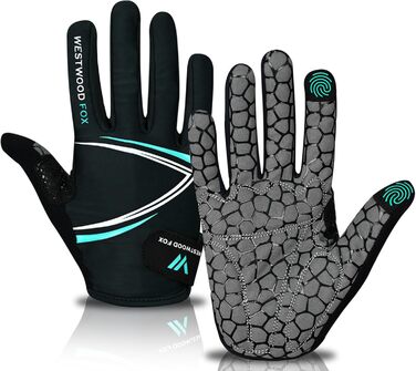 Велосипедні рукавички WESTWOOD FOX з посиленням, антиковзні, для сенсорного екрану, амортизуючі, для гірського велосипеда, шосе, перегонів, їзди та спорту, для чоловіків та жінок, розмір L, блакитний