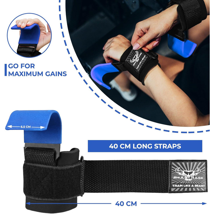 Набори для важкої атлетики BEAST RAGE: напульсники для зап'ястя, неопренові, з гелевою підкладкою, антиковзаючі, для тренувань у спортзалі, чоловічі та жіночі (Блакитний)