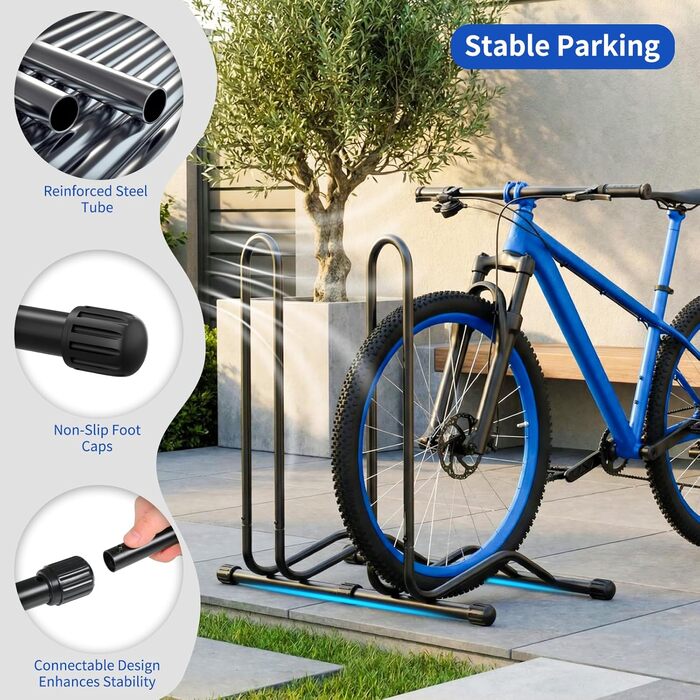 Підставка для велосипеда TLGREEN на підлогу, знімна, для велосипедів, ширина шини до 80 мм, 20-28 дюймів, утримувач заднього колеса, Radständer для гірського велосипеда, шосе, MTB, стабільна, чорна