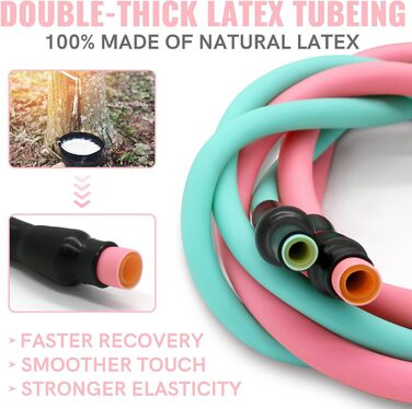 Резинки для фітнесу Aihoye з ручками, еластичні стрічки для тренувань, фітнес-гумки з кріпленням для дверей, для фізіотерапії та силових тренувань (набір макарон 4,5–45,4 кг, 12 шт)