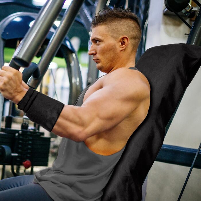 Набір спортивних рушників Pameil Fitness (2 шт.) з кишенею на блискавці | 120x50 см + 80x40 см | Рушники з мікрофібри для пляжу, басейну, спортзалу, подорожей | Чорний колір