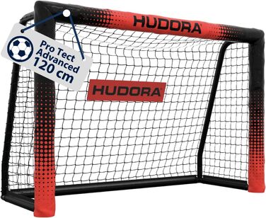 Ворота для футболу HUDORA Pro Tect Advanced – Зручні та міцні для дітей та дорослих – З сіткою та захисним покриттям – Легкий монтаж у саду – Білий (Чорний), 120 x 80 см