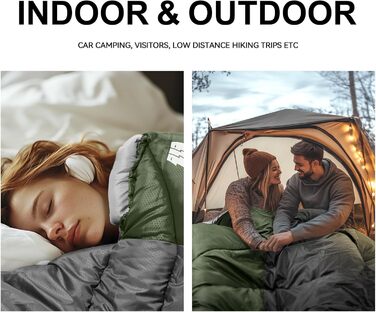 Спальний мішок для дорослих на холодну погоду, водонепроникний, легкий, 1.8 кг, зелений