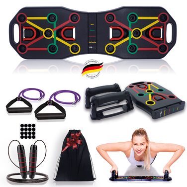 Дошка для віджимань Push Up Board з гумовими петлями та скакалкою для фітнесу вдома – тренажер для чоловіків і жінок, нарощування м'язів