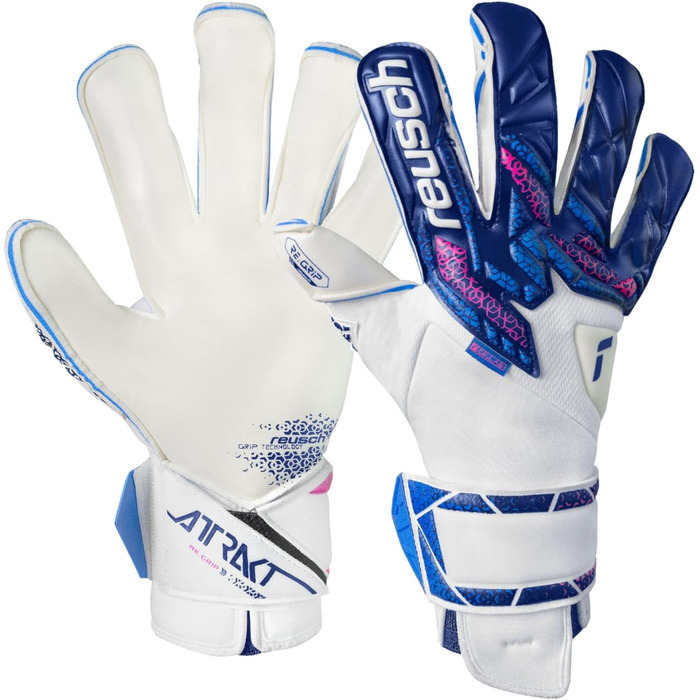 Воротарські рукавички Reusch Attrakt Grip Evolution TW Unisex, блакитно-рожево-білі